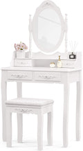 Bella Luxury Vanity Table Set: White
